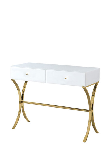 Aurelia White Glass and Champagne Gold Console Table - image 1