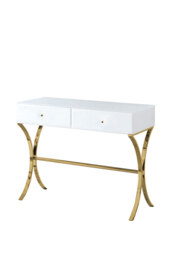 Aurelia White Glass and Champagne Gold Console Table
