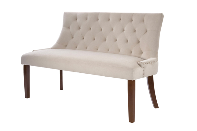 Torino Bench – Taupe – Walnut Legs - image 1