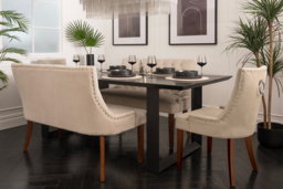 Torino Bench – Taupe – Walnut Legs - thumbnail 3