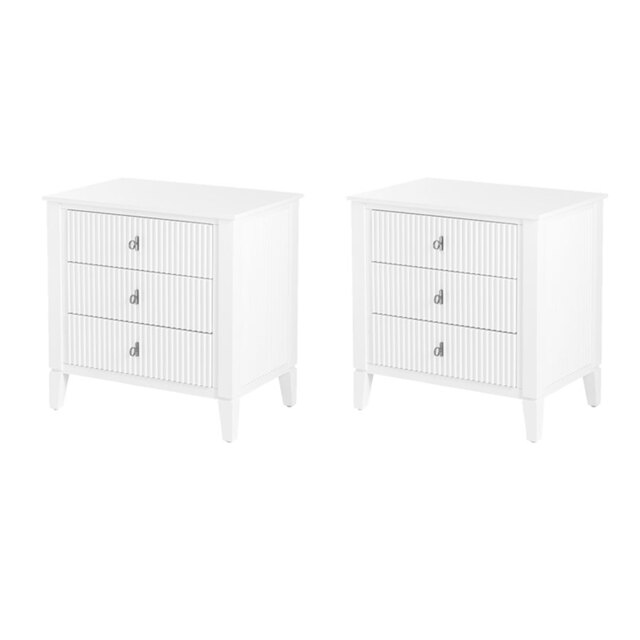 Set of 2 Heidi bedside tables - White -Brass/Silver - image 1
