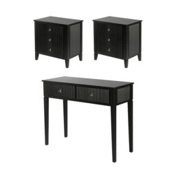 "Set of 2 Heidi bedside tables and dressing console - Black-Brass/Silver " - thumbnail 6