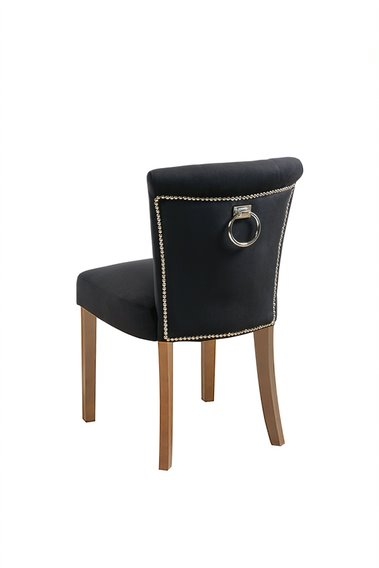 Positano Dining Chair with Back Ring - Black Velvet Natural legs - image 1