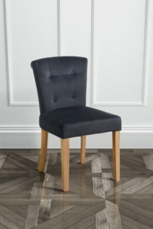 Positano Dining Chair with Back Ring - Black Velvet Natural legs - thumbnail 3