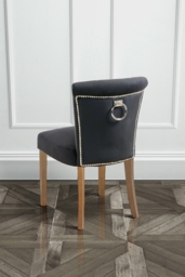 Positano Dining Chair with Back Ring - Black Velvet Natural legs - thumbnail 2