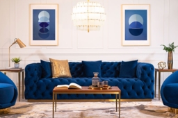 Frankfurt Three Seat Sofa - Navy Blue - thumbnail 2