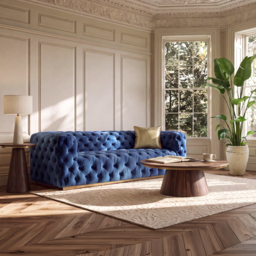 Frankfurt Three Seat Sofa - Navy Blue - thumbnail 2