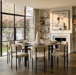Niven 6-8 Seat Dining Table Concrete Effect - Black Legs - thumbnail 2