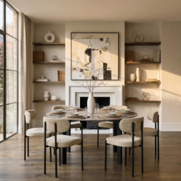 Niven 6-8 Seat Dining Table Concrete Effect - Black Legs - thumbnail 3