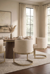 Lasco Dining Chair - Chalk - Brushed Brass Base - thumbnail 3