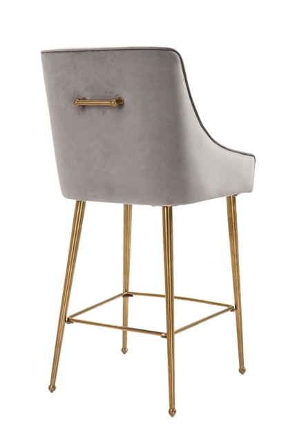 Mason Bar Stool - Dove Grey - Brushed Gold Legs