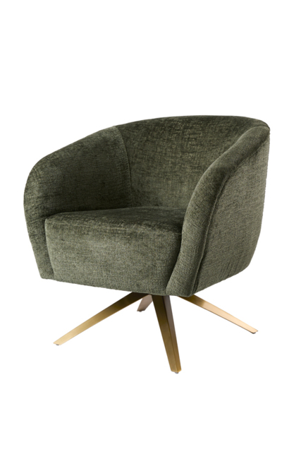 Brodie Swivel Chair – Forest Green – Brass Base - image 1