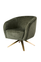 Brodie Swivel Chair – Forest Green – Brass Base