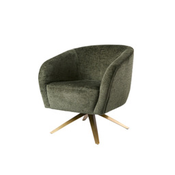 Brodie Swivel Chair – Forest Green – Brass Base - thumbnail 5
