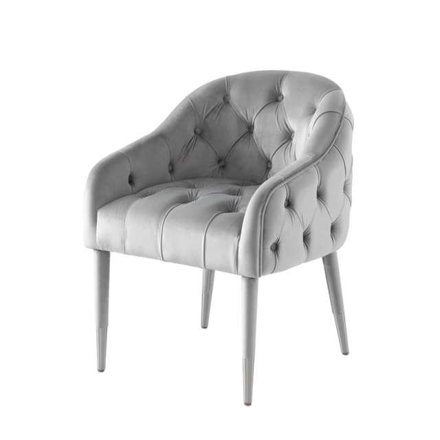 Sophia Dining Chair - Grey - Silver Caps - image 1