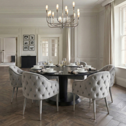 Sophia Dining Chair - Grey - Silver Caps - thumbnail 2