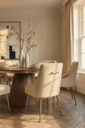 Mason Dining Chair Chalk - Brushed Gold Legs - thumbnail 3