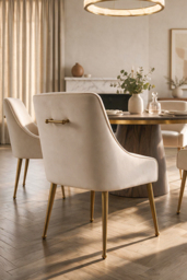 Mason Dining Chair Chalk - Brushed Gold Legs - thumbnail 4