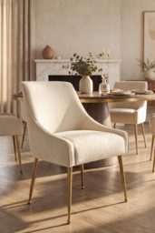 Mason Dining Chair Chalk - Brushed Gold Legs - thumbnail 3