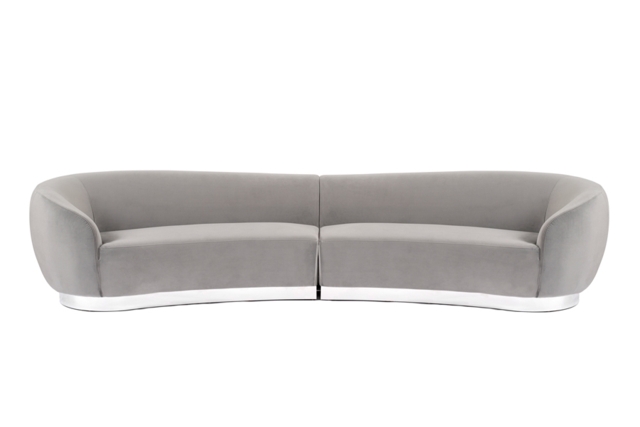 Equinox Six Seat Sofa – Dove Grey – Polished Chrome Base - image 1