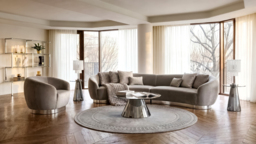 Equinox Six Seat Sofa – Dove Grey – Polished Chrome Base - thumbnail 2