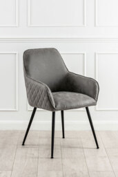 Watson Carver Chair - Grey - Faux Leather - thumbnail 6