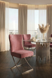 "Wexler Dining Chair  Blush Pink -Silver Base  " - thumbnail 7
