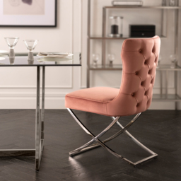 "Wexler Dining Chair  Blush Pink -Silver Base  " - thumbnail 3