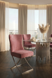 "Wexler Dining Chair  Blush Pink -Silver Base  " - thumbnail 2