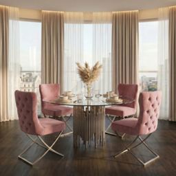 "Wexler Dining Chair  Blush Pink -Silver Base  " - thumbnail 4