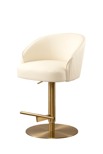 "Ella Bar Stool - Cream Faux Leather - Brass Base " - image 1