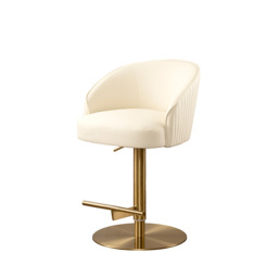 "Ella Bar Stool - Cream Faux Leather - Brass Base " - thumbnail 7
