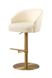 "Ella Bar Stool - Cream Faux Leather - Brass Base " - thumbnail 8