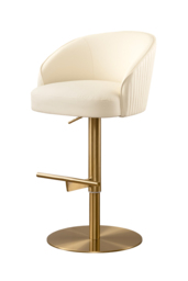 "Ella Bar Stool - Cream Faux Leather - Brass Base " - thumbnail 2