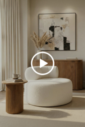 Rolls Swivel Chair Ivory Chenille - thumbnail 3
