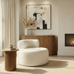Rolls Swivel Chair Ivory Chenille - thumbnail 2