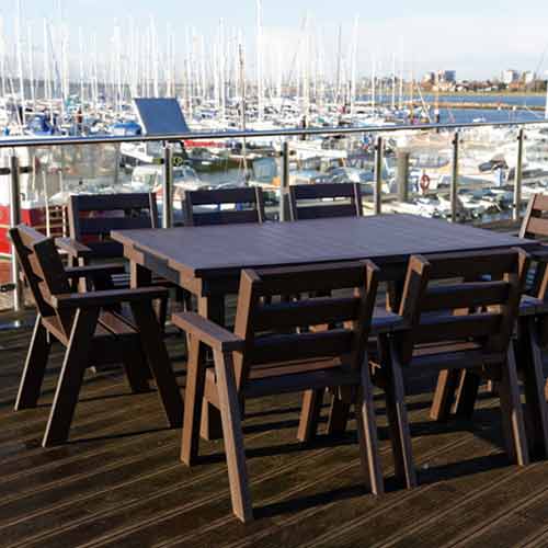 Crews Mess Recycled Plastic Table & 8 Captains Seats - Black