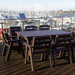 Crews Mess Recycled Plastic Table & 8 Captains Seats - Black