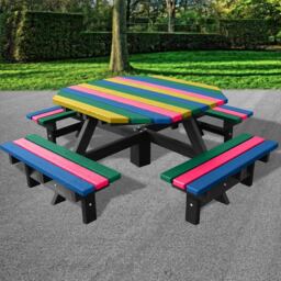Recycled Plastic Junior Octagonal Picnic Table - Multicoloured - 2.0m