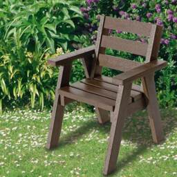 Captains Recycled Plastic Chair With Arms - Grey