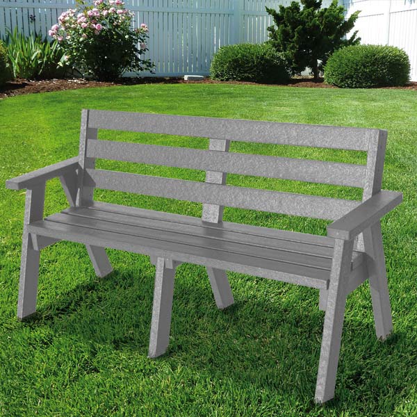 Captains Recycled Plastic Seat With Arms - Grey - 1.5m