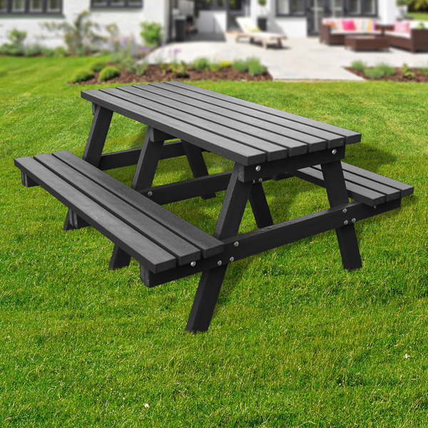 Recycled Plastic Picnic Table - Black - 2.0m