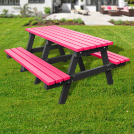 Recycled Plastic Picnic Table - Cranberry - 2.0m