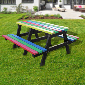 Recycled Plastic Picnic Table - Multicoloured - 2.0m