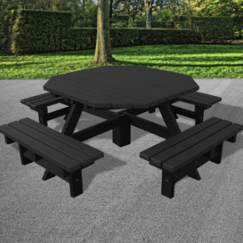 Recycled Plastic Junior Octagonal Picnic Table - Black - 2.0m