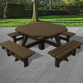 Recycled Plastic Junior Octagonal Picnic Table - Brown - 2.0m