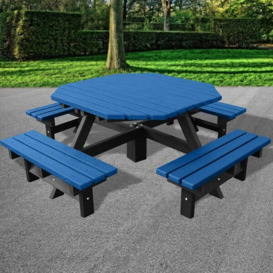 Recycled Plastic Junior Octagonal Picnic Table - Blue - 2.0m
