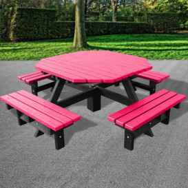 Recycled Plastic Junior Octagonal Picnic Table - Cranberry - 2.0m