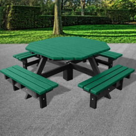 Recycled Plastic Junior Octagonal Picnic Table - Green - 2.0m