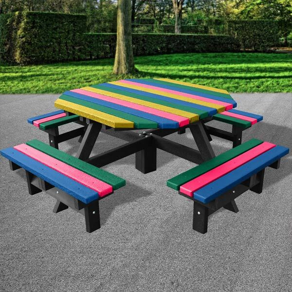 Recycled Plastic Junior Octagonal Picnic Table - Multicoloured - 2.0m